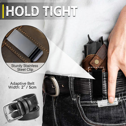 OPOCO Genuine Crazy Horse Leather 1911 Holster IWB OWB Concealed Carry Belt Clip Left Right Hand Universal Pistol Holster