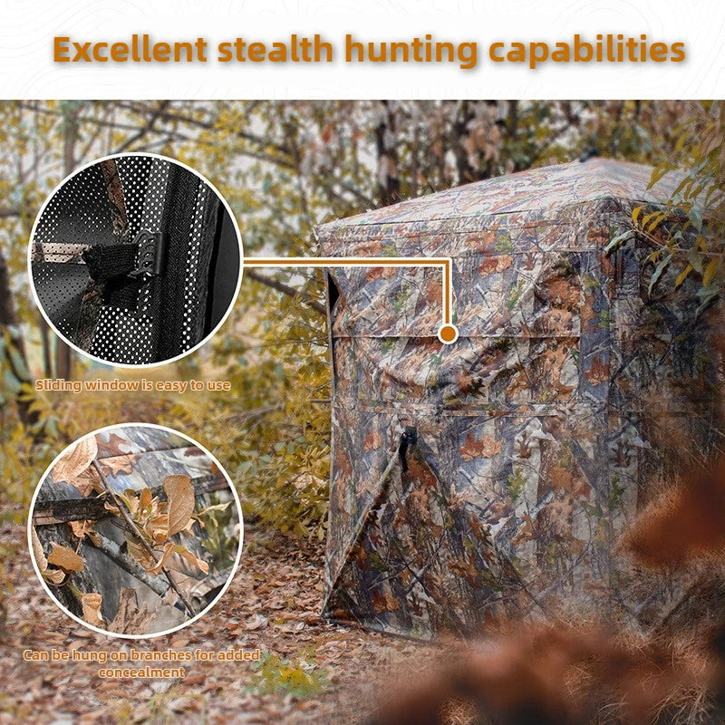 Hunting Tent with 270° One-Way Visibility, Rainproof and Sun-Protective Camouflage Tent Easy To Set Up And Take Down