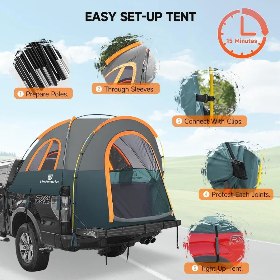 Truck Bed Tent 5.56ft: Easy Set Up Umburato Pickup Truck Tents for Camping Waterproof PU3000mm Canopy for Truck Camper Portable