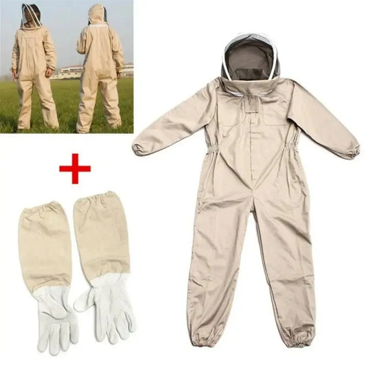 1 Set Professional Ventilated Full Body Beekeeping Suit With Gloves