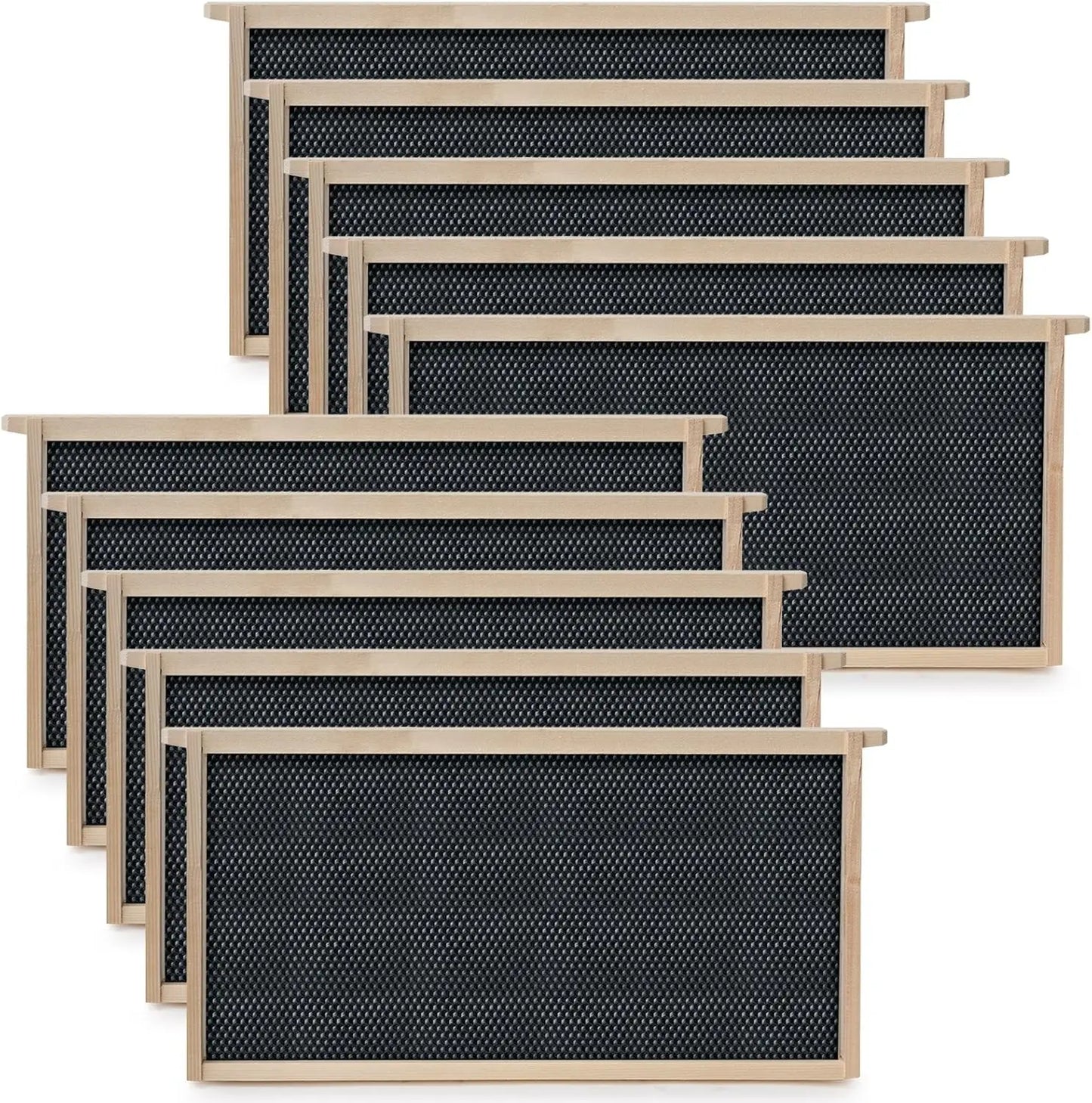 10 Deep Frame Kit with Foundations for Langstroth Beekeeping, Unassembled Pine Wood Frames