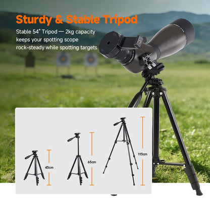 Svbony SV29 Spotting Scope 25-75x80mm FMC 57° Wide Angle Removable 1.25" Eyepiece Telescope for Target Shooting Archery