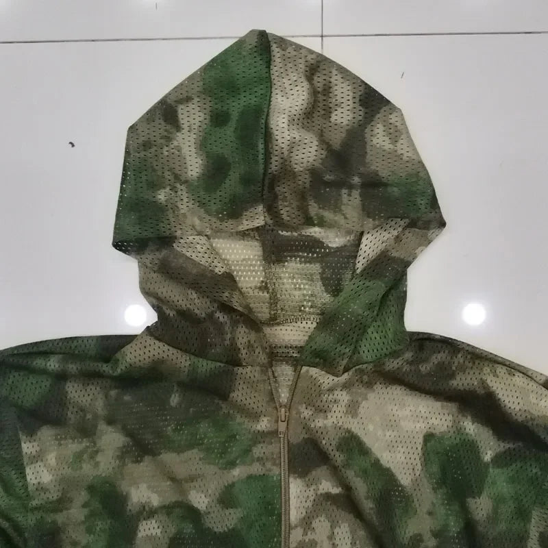 Men Fishing Hiking Sets Outdoor Tactical Mesh Hoodie Mosquito-Proof Set Camping Jacket Elastic Waistband Hunting Pants Men Kids