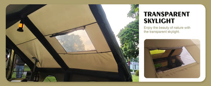 SENLEETO 129 Square Feet Inflatable Glamping Tent 4-8 Person for Camping,4 Season Blow up Tent with Stove Jack&AC Vent,Easy Setup Air Tent with High Pressure Pump