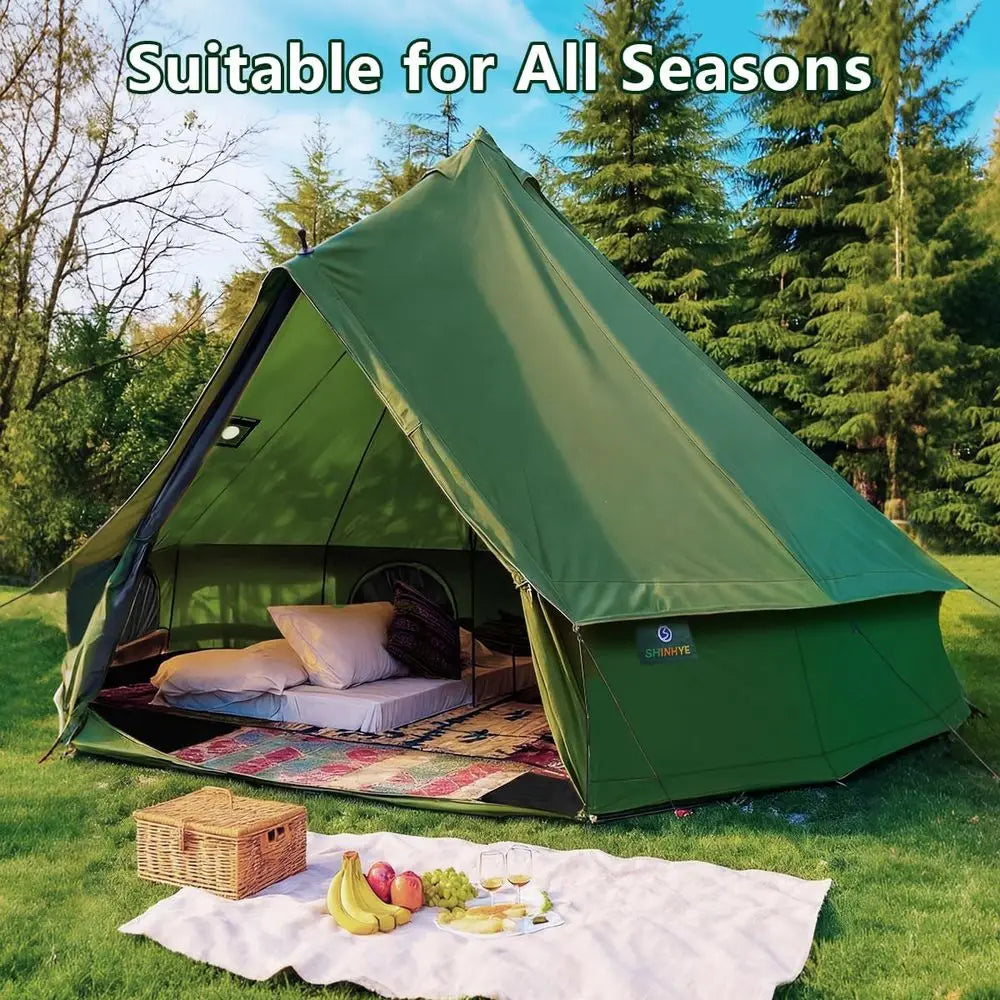 Family Outdoor Canvas Bell Yurt Tent with Stove Jack
