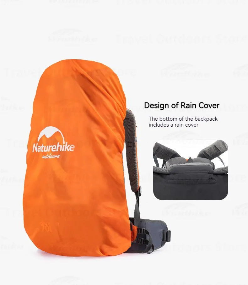 Naturehike 70+5L Backpack Hiking Travel Mountaineering Knapsack Softback Large Capacity Men Waterproof Rucksack With Rain Cover