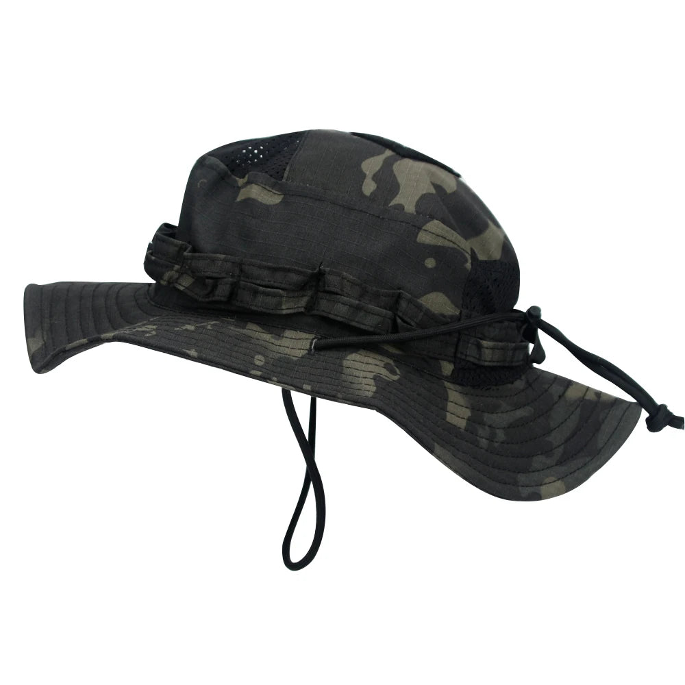 1pc/5pcs Camo Boonie Hat Sunscreen Breathable Bucket Hat Men's Outdoor Hiking Hunting Fishing Windproof Fisherman's Hat