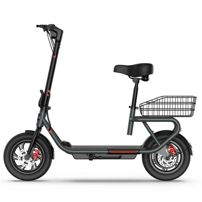 SISIGAD C10 600W Electric Bicycle, 19MPH top speed, 20-mile range, with seat, shock absorbers, folding design, and dual brakes.