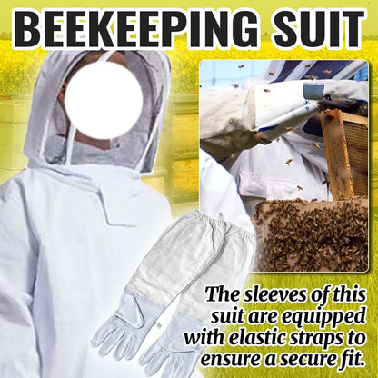 Full Body Beekeeping Suit with Veil Jacket Pants Gloves Breathable Cotton Thickened Protection L XL XXL for 165-195cm Height