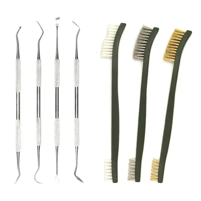 9pcs/Set Toy Gun Cleaning Kit 3 Brass Steel Brushes 6 Stainless Steel Pick Rifle Cleaning Tool
