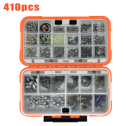 170-410pcs Professional Fishing Kit with Tackle Box,Hooks Sinkers Swivels for Bass Trout Saltwater Fishing | Premium Rust-Proof