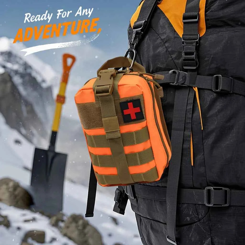 379pcs Home Office First Aid Kit Portable Emergency Bag, Red Survival Carry-On for Outdoor Activities, Camping, Hunting, Hiking