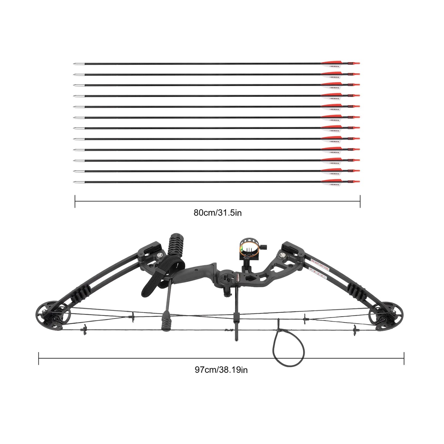 Compound Bow for Adults Right Hand Bow and Arrow Support Hunting Kit: 3 Pin Lighted Sight/Rest/Quiver/String Stop/Stabilizer/Shock Absorption/Allen Tool/Draw Weight and Cams Fully Adjustable