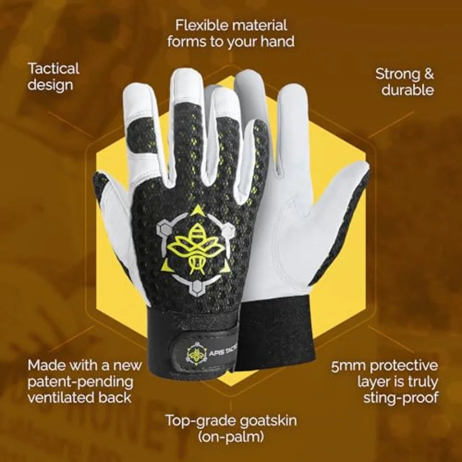 Premium Beekeeping Goatskin Gloves w/Highest Patented Ventilation and Dexterity - Beekeping Supplies