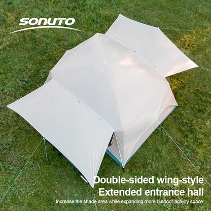 8-12 Person 2 Room Instant Cabin Tent Waterproof Windproof Family Camping Tent with Sun Protection Mosquito Net Large Outdoor