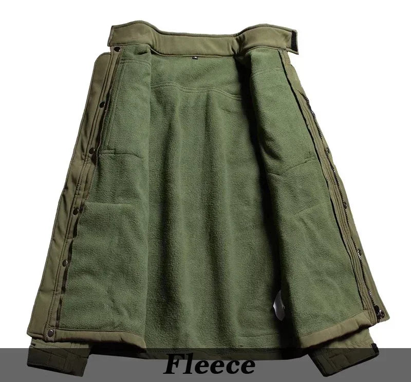 Tactical Sets Mens Thicken Outdoor Soft Shell Warm Fleece Jackets Waterproof Wear Resistant Multi Pocket Pants Hunting Clothes