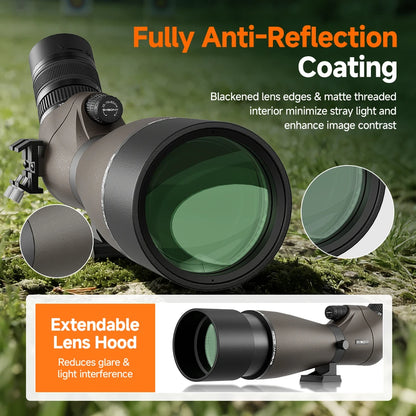 Svbony SV29 Spotting Scope 25-75x80mm FMC 57° Wide Angle Removable 1.25" Eyepiece Telescope for Target Shooting Archery