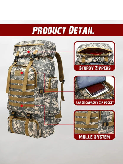 80L/100L  Mountaineering Bag Climb Bag Tactical Backpacks Large Backpack Outdoors Hiking Camping Travel Bags