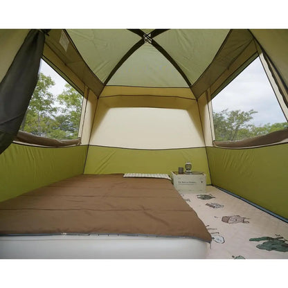 4-Person Double Layer Waterproof Family Tent with Mesh Door and Windows for Camping and Hiking