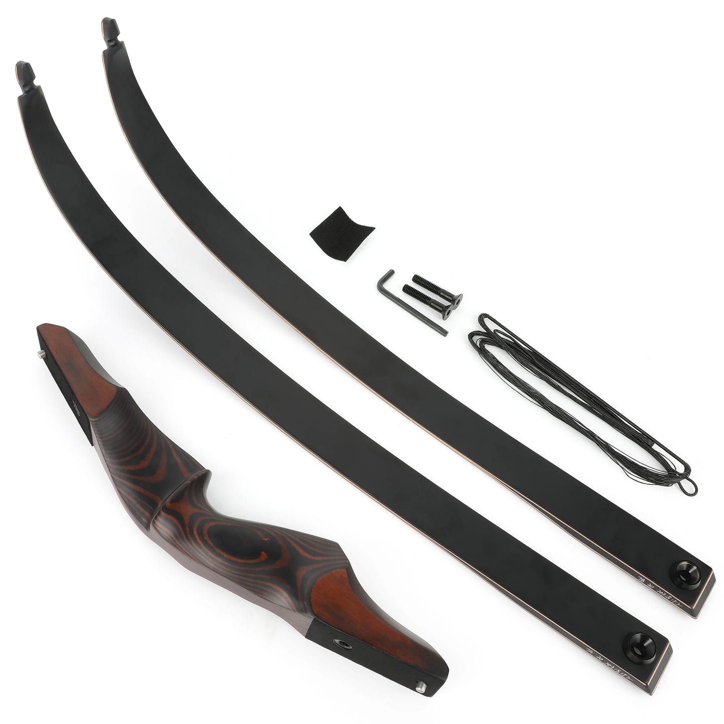 60'' Black Hunter Archery Recurve Bow 40-60lbs Bamboo Core Limbs Wooden Riser for Right Hand American Hunting Split Takedown Bow