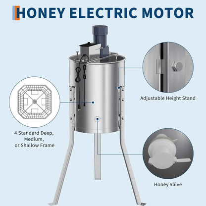 4 Frame Honey Extractor Spinner Electric Beekeeping Centrifuge