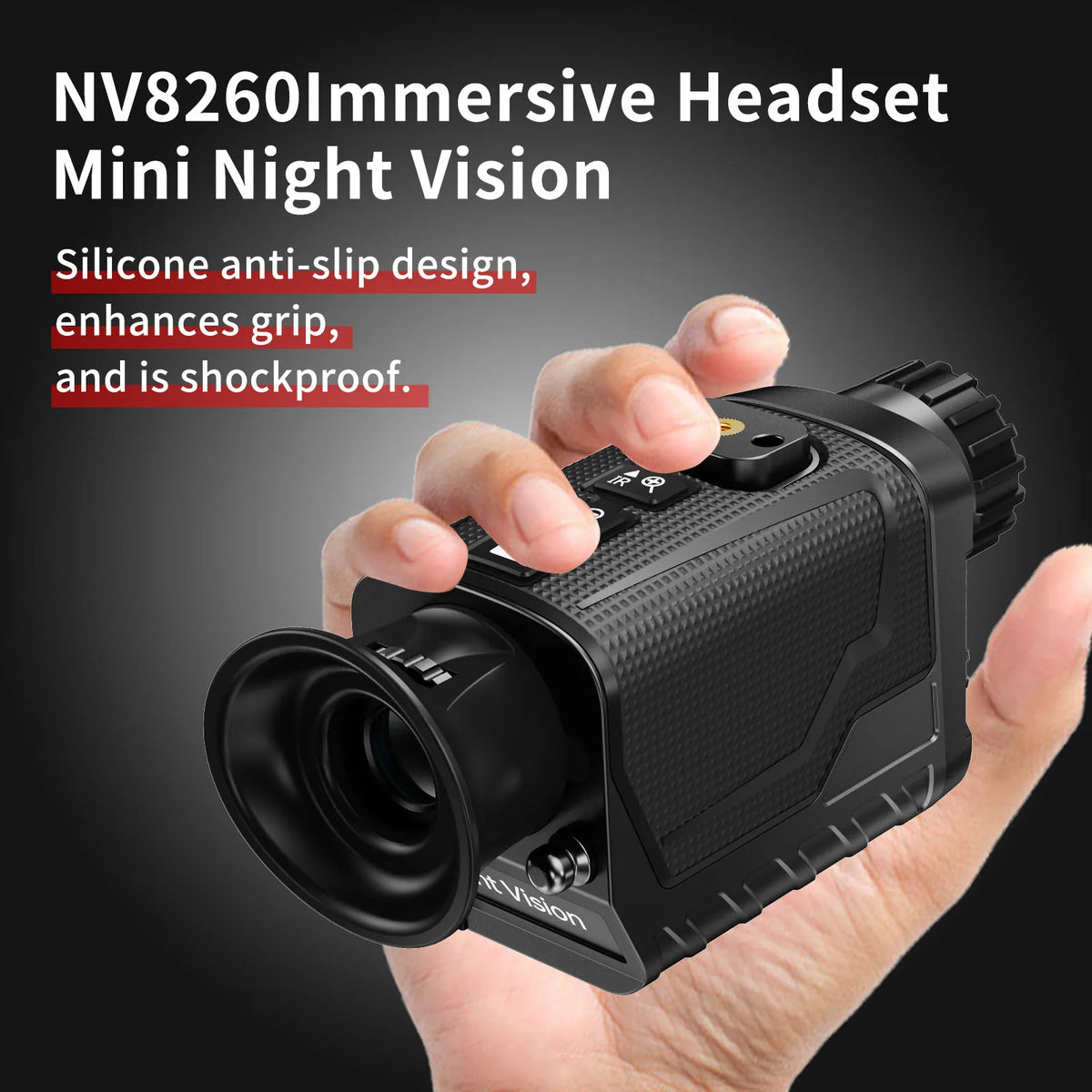 8260 Night Vision Monocular Small Compact Mini 4K Infrared NVG Goggles for 100% Darkness 400 Meters 8X Digital Zoom HD Head Mounted Digital Hands-free Flip-up Rechargeable Night Vision Monocular