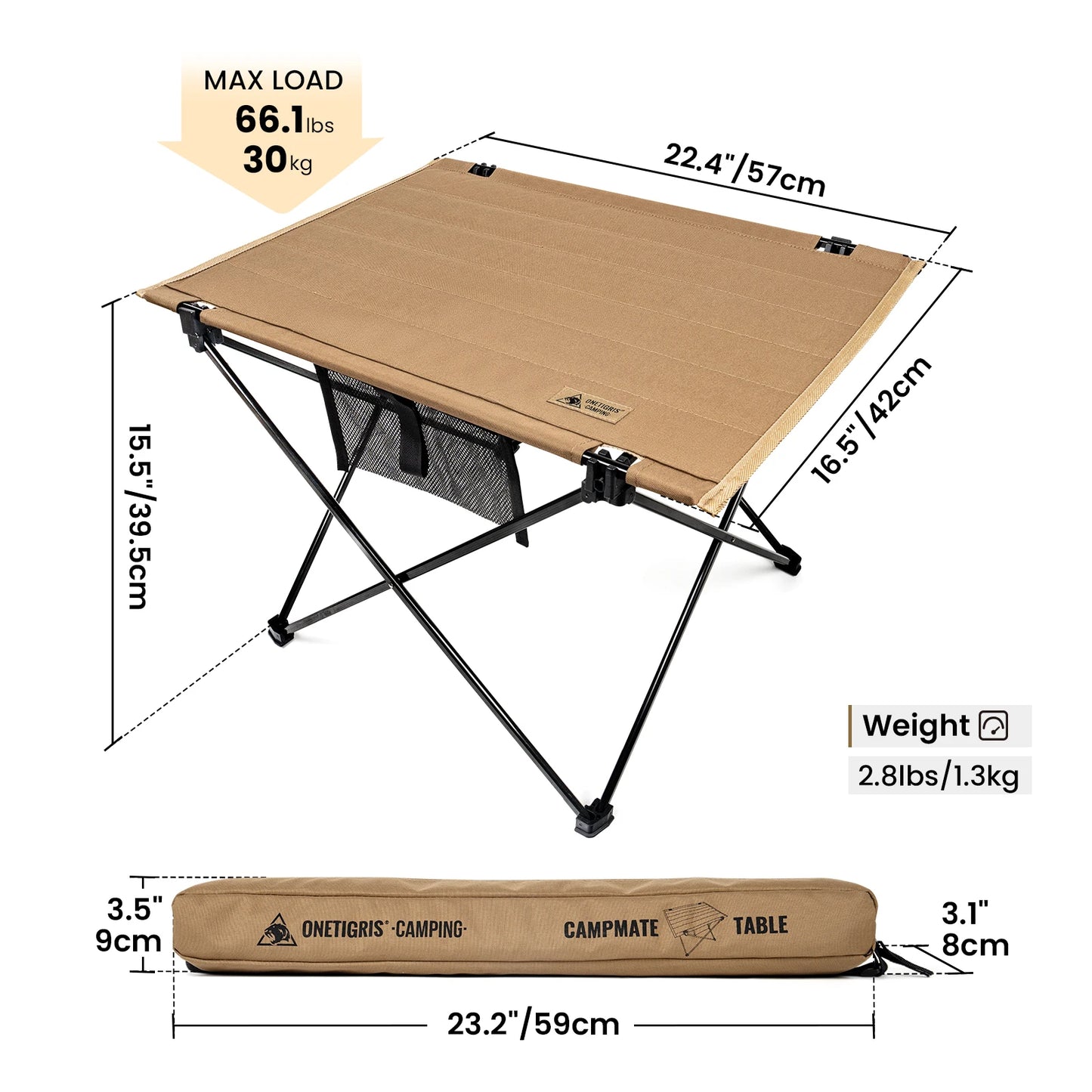 Onetigris Camping Folding Table 600D Polyester Ultralight Outdoor Picnic Table Tourist Portable Desk for Dining Traveling Hiking