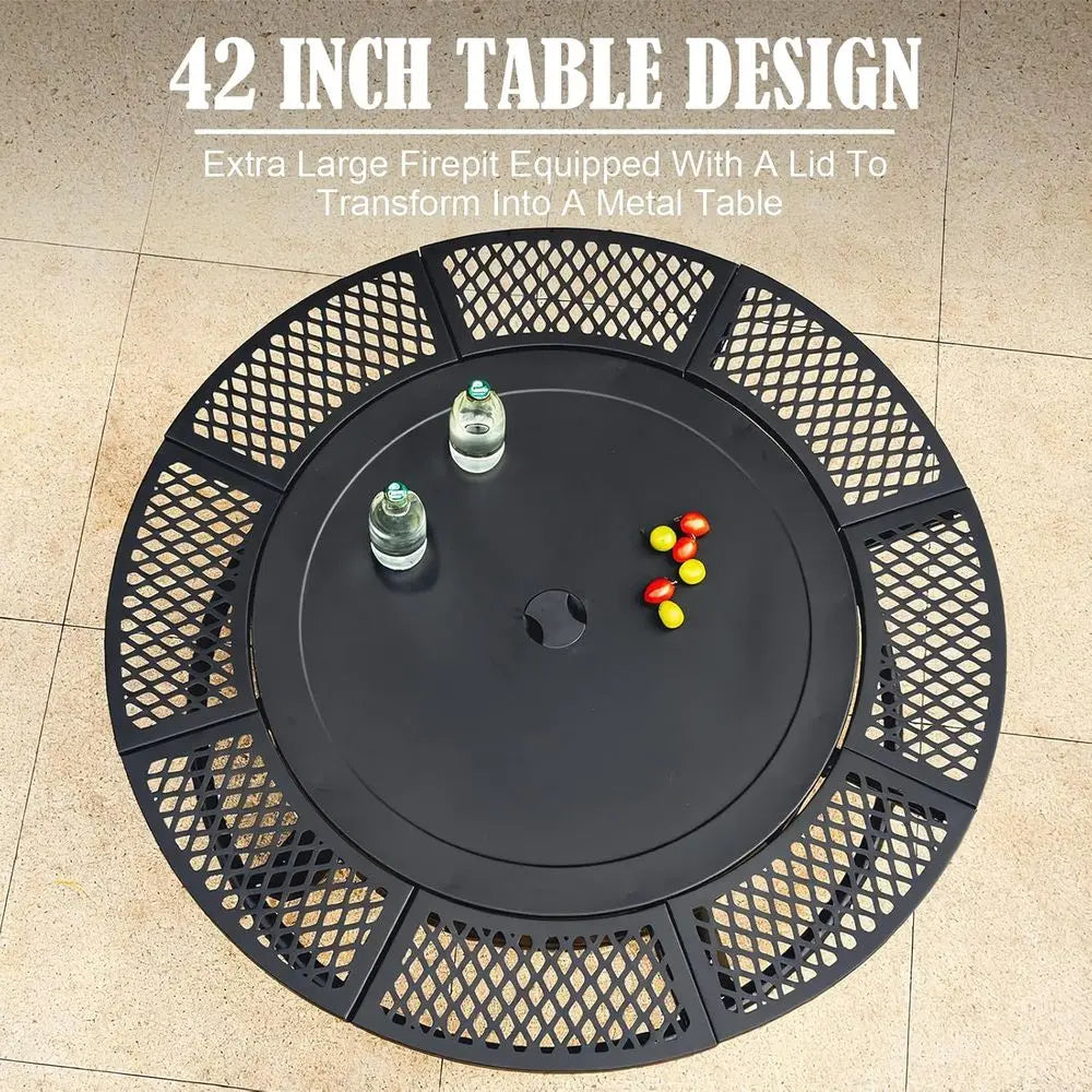 42 Inch Fire Pit with 2 Grills