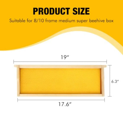 Honey Lake Medium Beehive Frames and Foudations Kit10 Pack Super Wooden Frames and Beeswax Dipped Plastic Foundations for Beeke