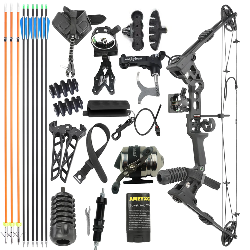 Compound Bow Set 20-70lbs Adjustable 320FPS 80% Let-off RH LH for Hunting Target Shooting Archery Practice Use