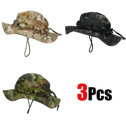 1pc/5pcs Camo Boonie Hat Sunscreen Breathable Bucket Hat Men's Outdoor Hiking Hunting Fishing Windproof Fisherman's Hat
