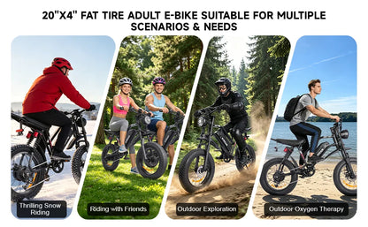 1500W Mountain Ebike 48V 15Ah Lithium Battery 31MPH Max Speed 65Miles Long Range Adult Off Road Electric Mountain Bike 20 inch