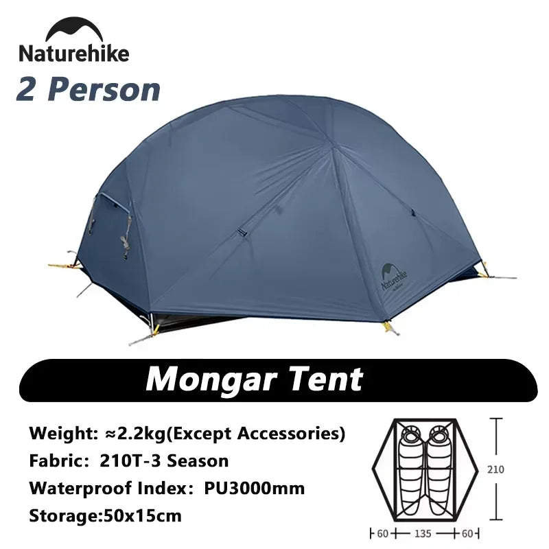 Naturehike Mongar Ultralight Tent 2 Person Waterproof Camping Tent Double Layer Outdoor Travel Hiking Tent
