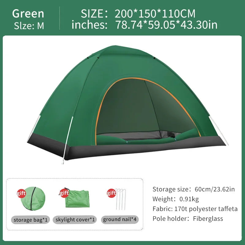 2-3Person Outdoor Pop Up Tent Waterproof Automatic Camping UV Protection Tents