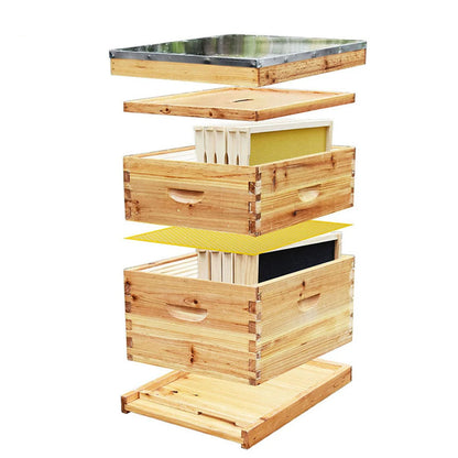 10-Frame Langstroth Bee Hive Coated with Beeswax Includes Beehive Frames and Foundations Beekeeping Starter Kit
