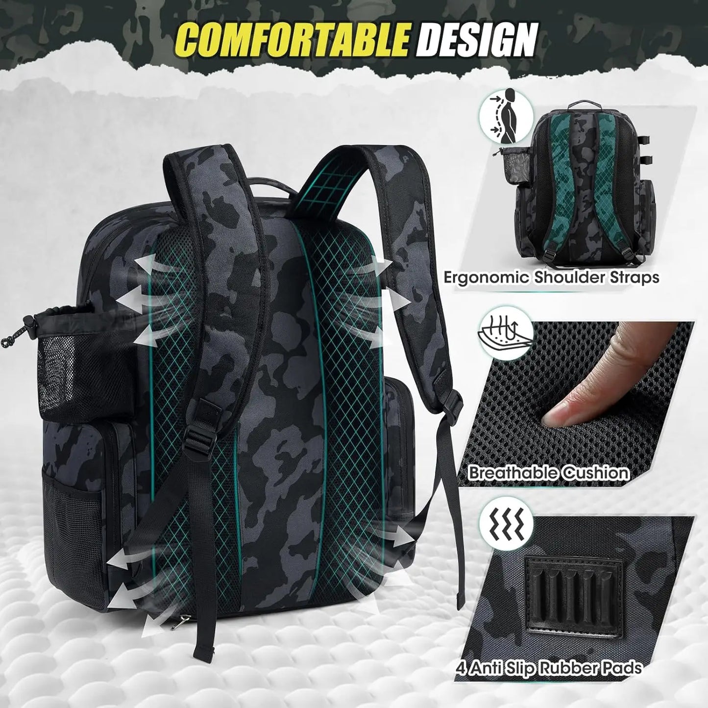 Waterproof Fishing Backpack with Rod Holders and Rain Cover, Large Tackle Storage for Gear