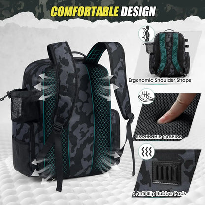 Waterproof Fishing Backpack with Rod Holders and Rain Cover, Large Tackle Storage for Gear