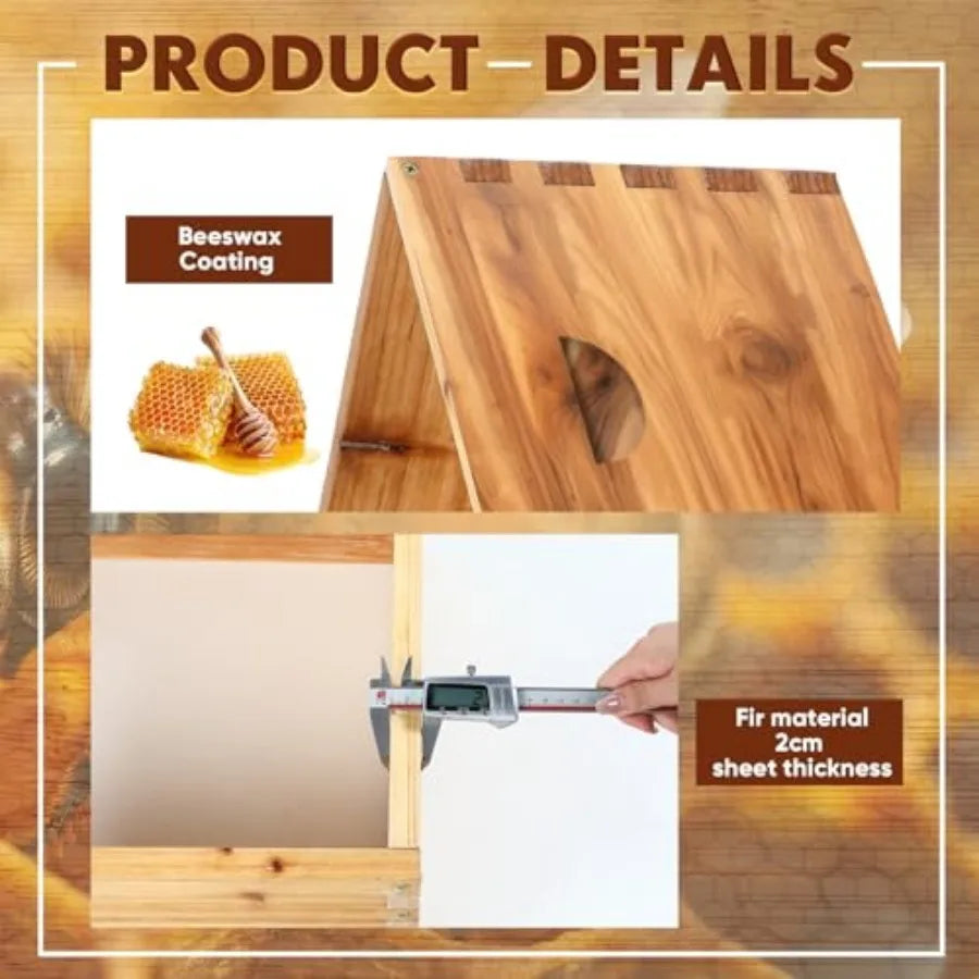 Colingmill Pieces Deep Bee Box for 0 Frame Unassembled Hive Brood Box with Wax Coating, Beekeeping Brood Boxes with Screws, Dip