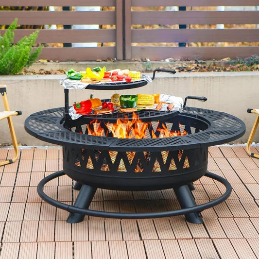 42 Inch Fire Pit with 2 Grills