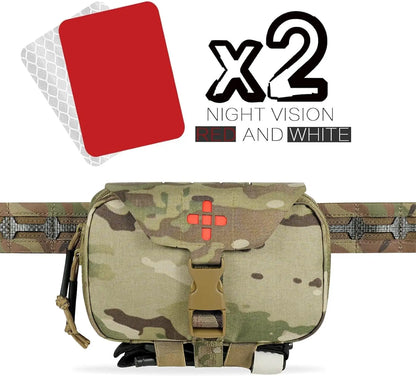 Rapid Deployment Tactical MOLLE Trauma Kit Pouch, Quick Release Tear-Off Medical First Aid Organizer with Red ID for Emergency Survival