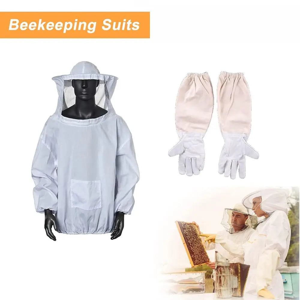 10-Frame Beehive Kit with 24-Piece Beekeeping Tools, Wax-Coated and Painted Hive Boxes, Professional Starter Equipment