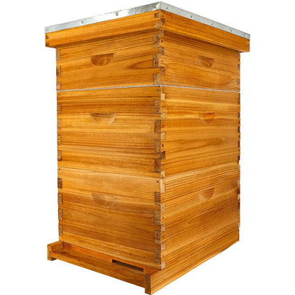 10-Frame Langstroth Bee Hive Coated with Beeswax Includes Beehive Frames and Foundations Beekeeping Starter Kit