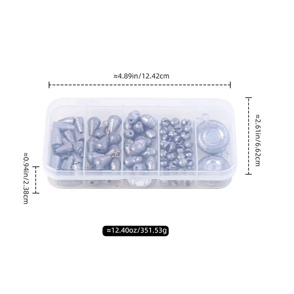 81PCS Removable Fishing Sinkers Weights Kit Round Split Shot Sinker Egg Fishing Tackle Set Bass Fishing Tackle Accessories