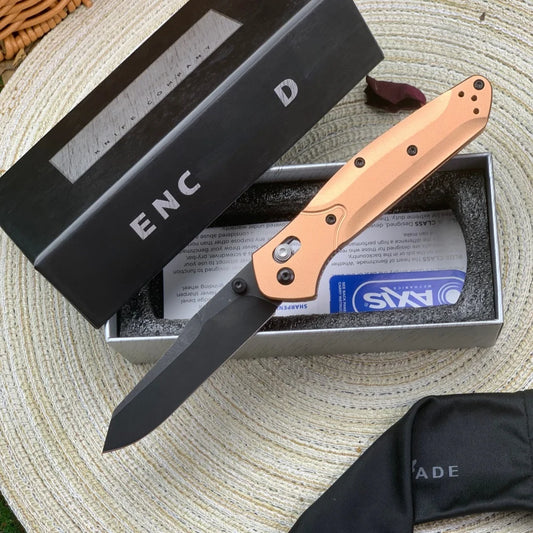 Rose gold BM940 folding knife, aluminum alloy handle, CNC precision grinding bearing lock folding knife, men's gift, festival gi