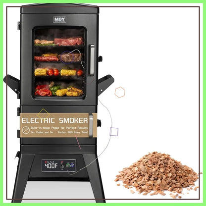 Large Vertical Electric Smoker Grill - 633 sq in, 4 Racks, Built-in Meat Probe, Weather-Resistant Cover for BBQ