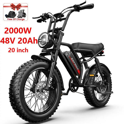 Hot 14 20 Inch Bike Electric,1000w 2000w Adjustable Front Brake Seat 30-50mph 48v 15a 17.5a 20a,for Two Wheels Electric Bicycle