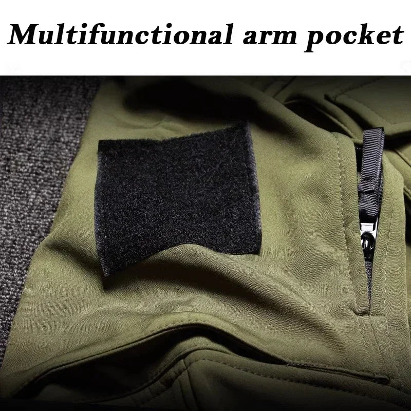 Tactical Sets Mens Thicken Outdoor Soft Shell Warm Fleece Jackets Waterproof Wear Resistant Multi Pocket Pants Hunting Clothes