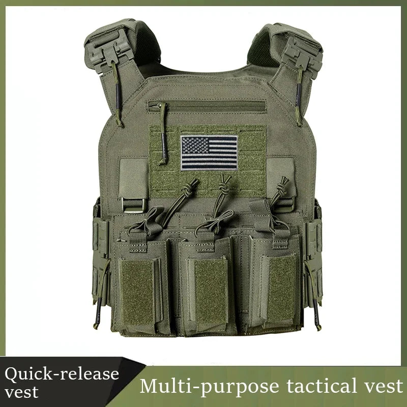1000d Nylon Chaleco Tactico Vest Ranger-Green Tactical Gear 25x30cm Plate Carrier Molle Tactical Vest for Outdoor Hunting
