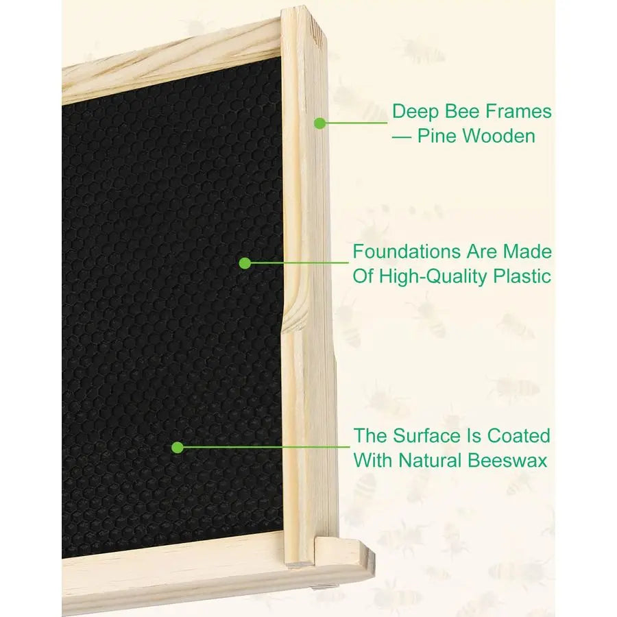 10 Pack Bee Frames Deep Bee Hive Frames and Wax Foundations Black Beehive Frams