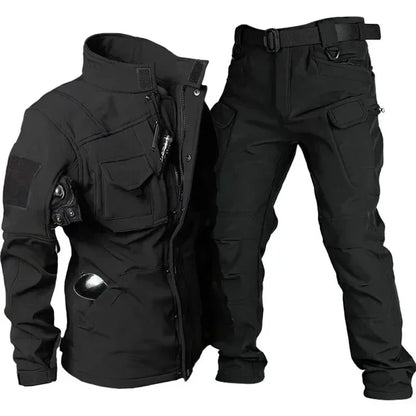 Tactical Sets Mens Thicken Outdoor Soft Shell Warm Fleece Jackets Waterproof Wear Resistant Multi Pocket Pants Hunting Clothes
